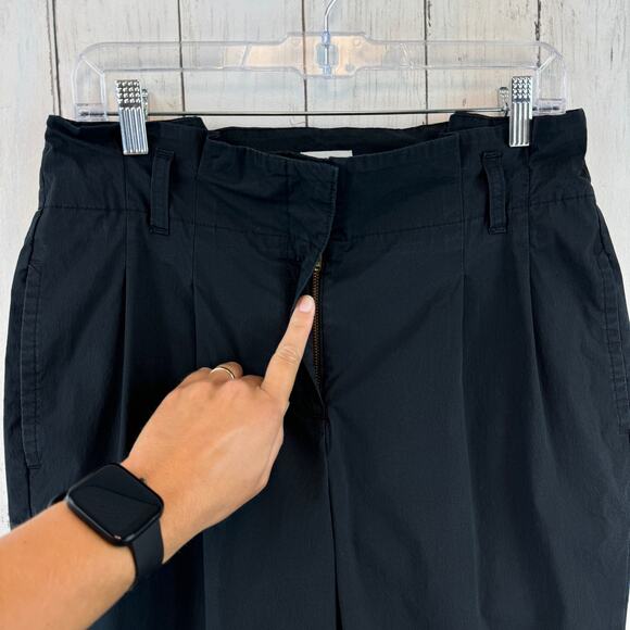J.Crew Black Cotton Poplin Tapered Paper-bag High Waist Crop Ankle Pants Size 4 - Picture 5 of 15